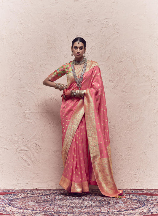 Pink Printed Kasturi Saree