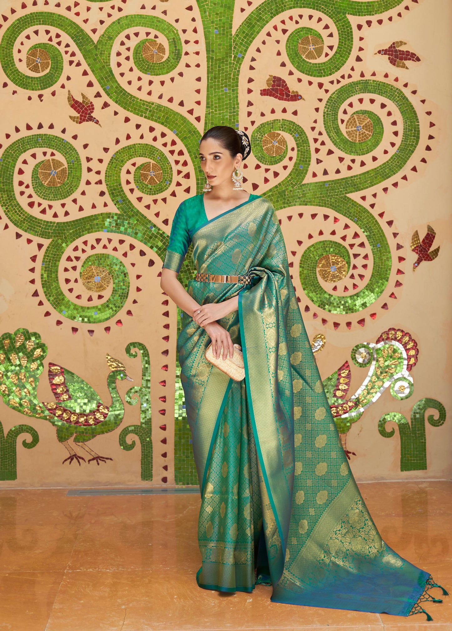 Green Kinkhab Silk Handloom Saree