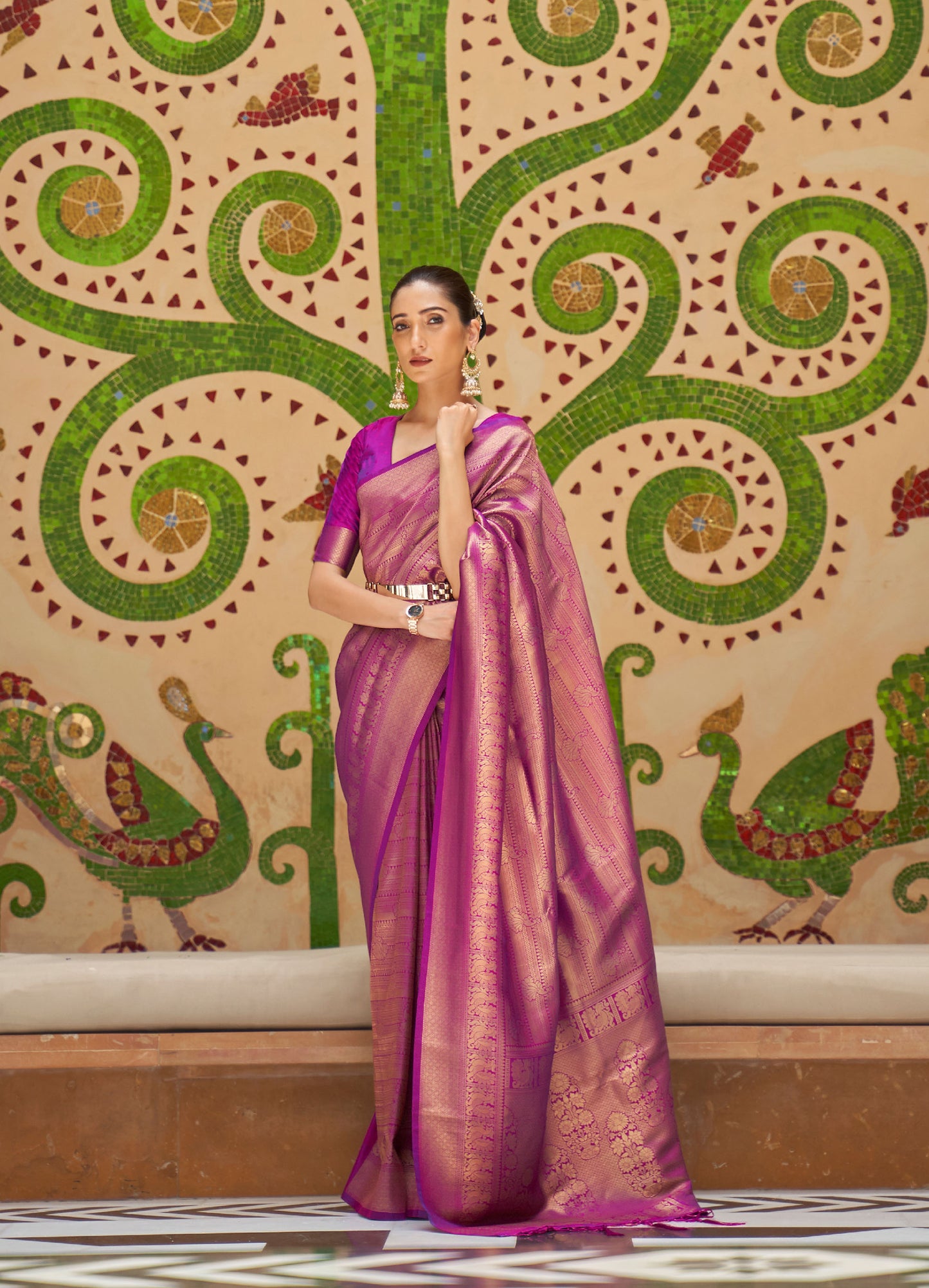 Purple Kinkhab Silk Handloom Saree