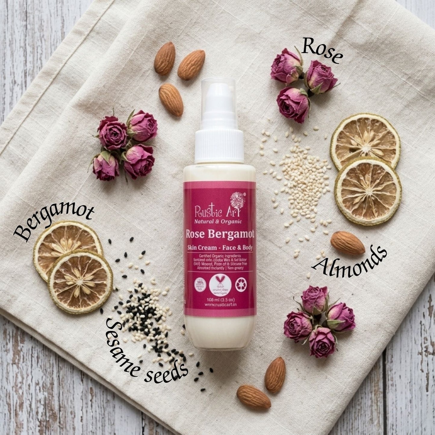 Rose Bergamot Skin Cream - Face & Body Moisturizer (100ml)