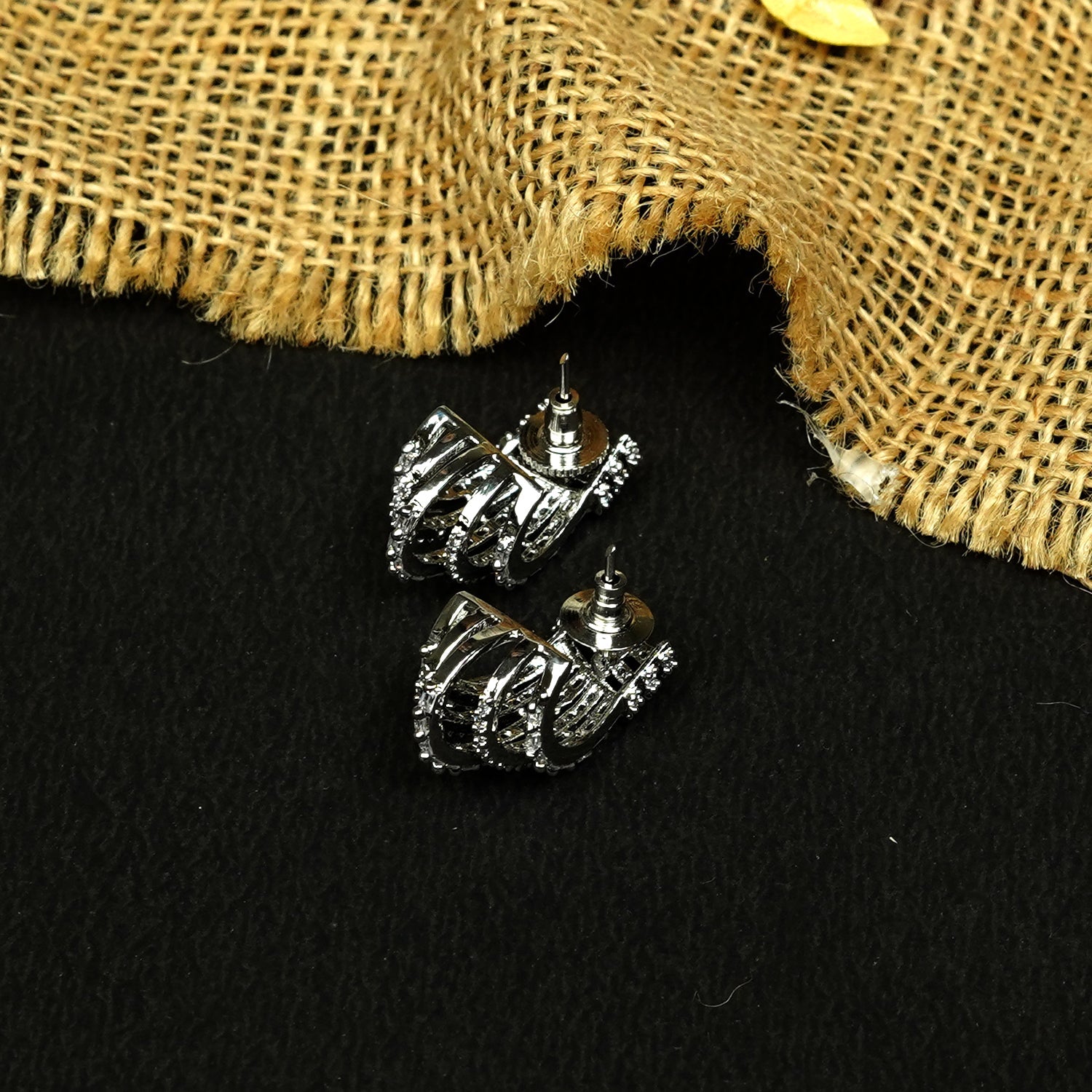 Zevar Club Rhodium-Plated Handcrafted Cubic Zirconia Studded Demi-Fine Layered Fringe Earrings