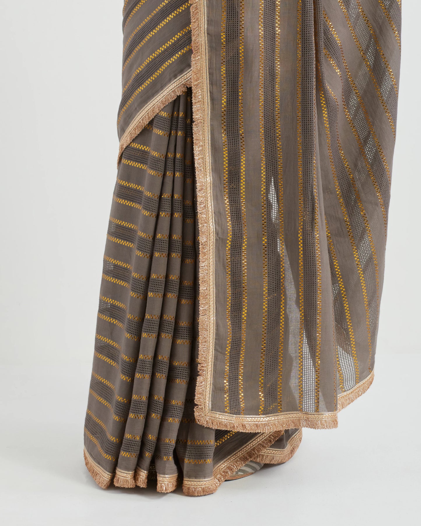 Fida Grey Cotton Jhilmil Saree