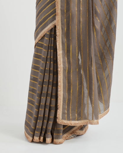 Fida Grey Cotton Jhilmil Saree