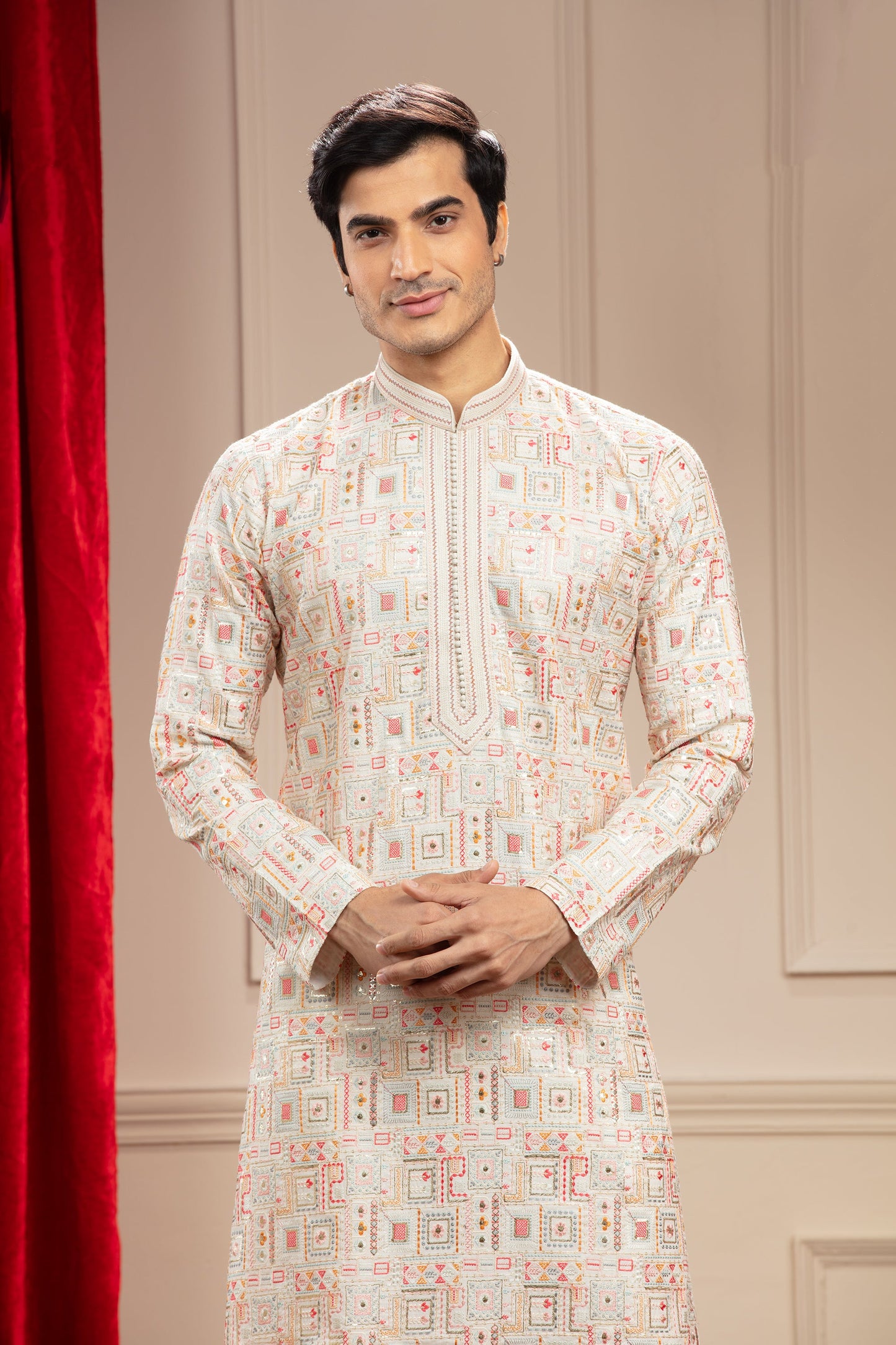 Multicolour Printed Banarasi Kurta Pajama Set