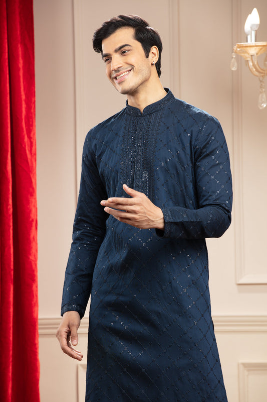 Indigo Blue kurta pajama Set with sequin and thread work