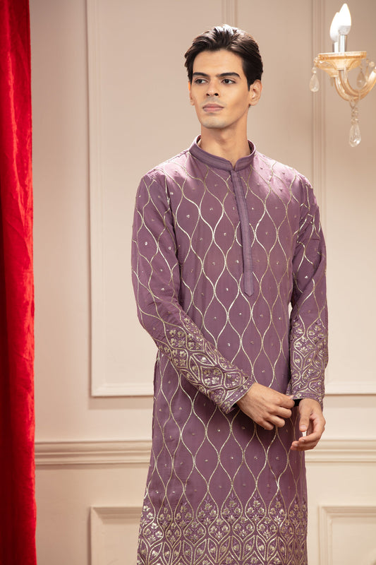 Light Purple kurta pajama set with sequin work