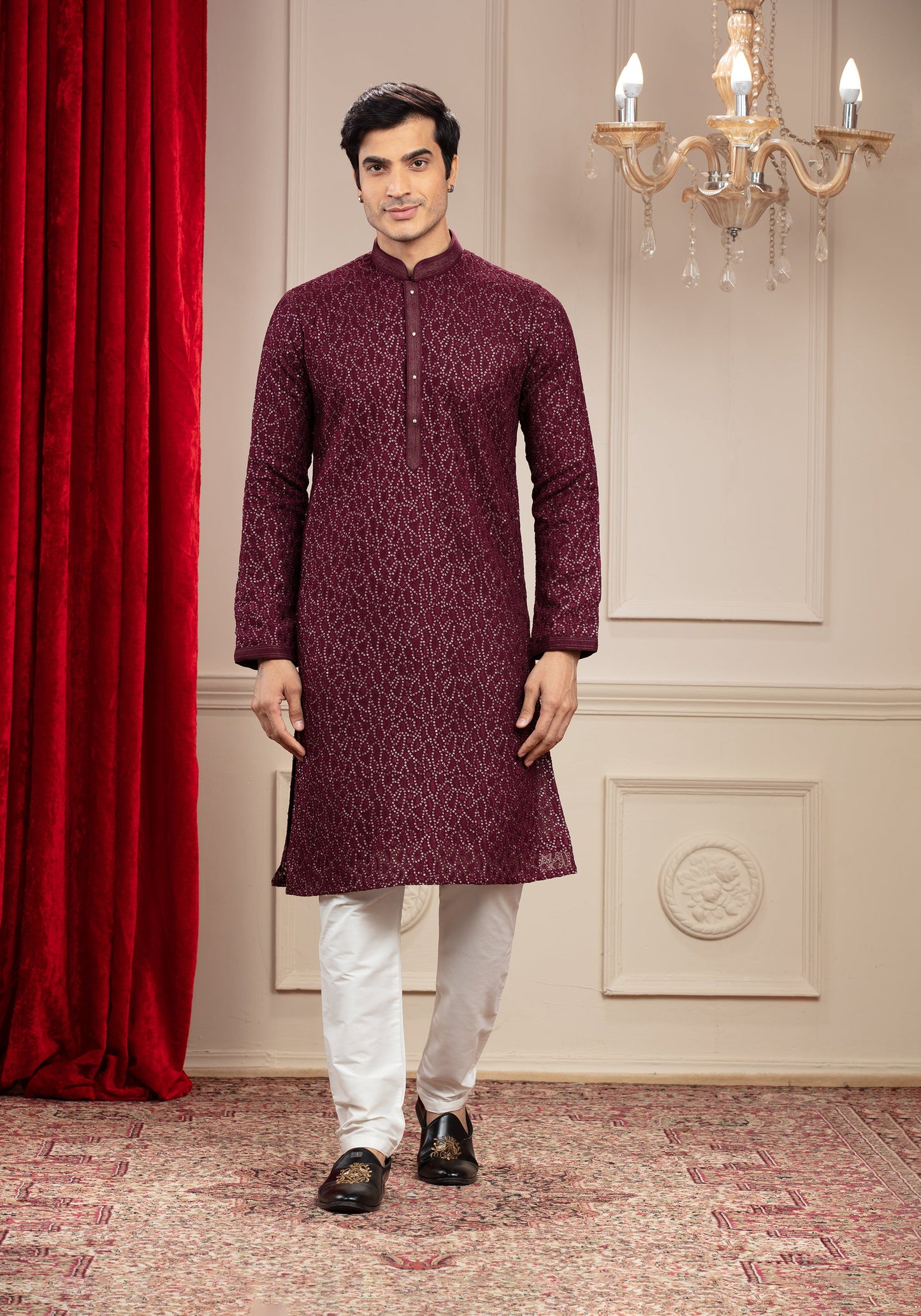 Maroon Georgette kurta pajama Set