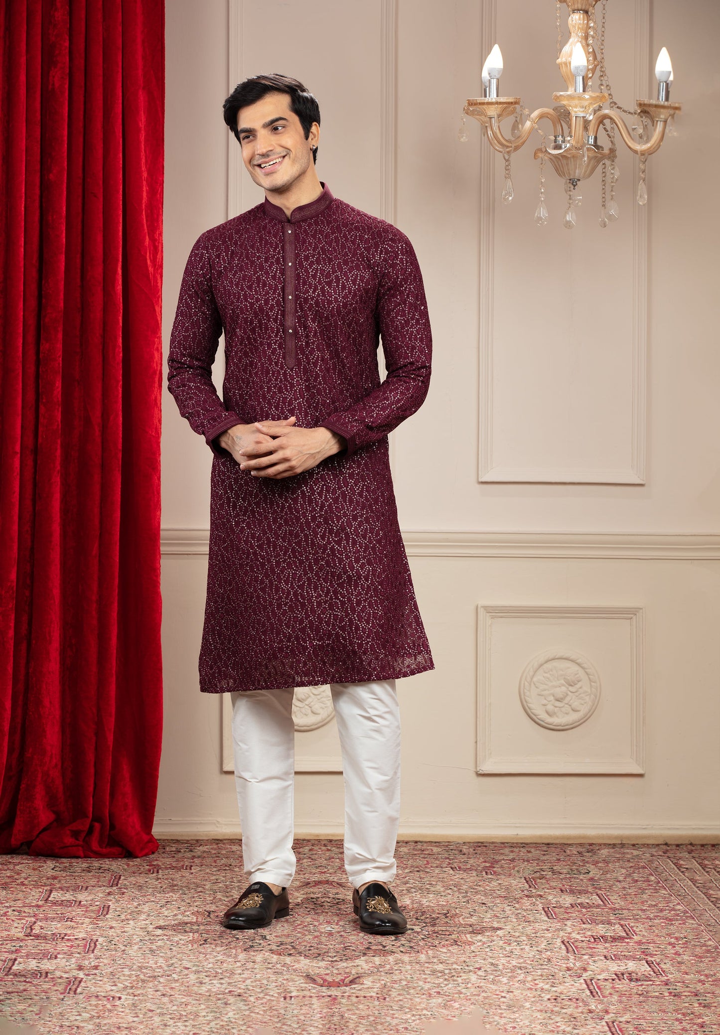 Maroon Georgette kurta pajama Set