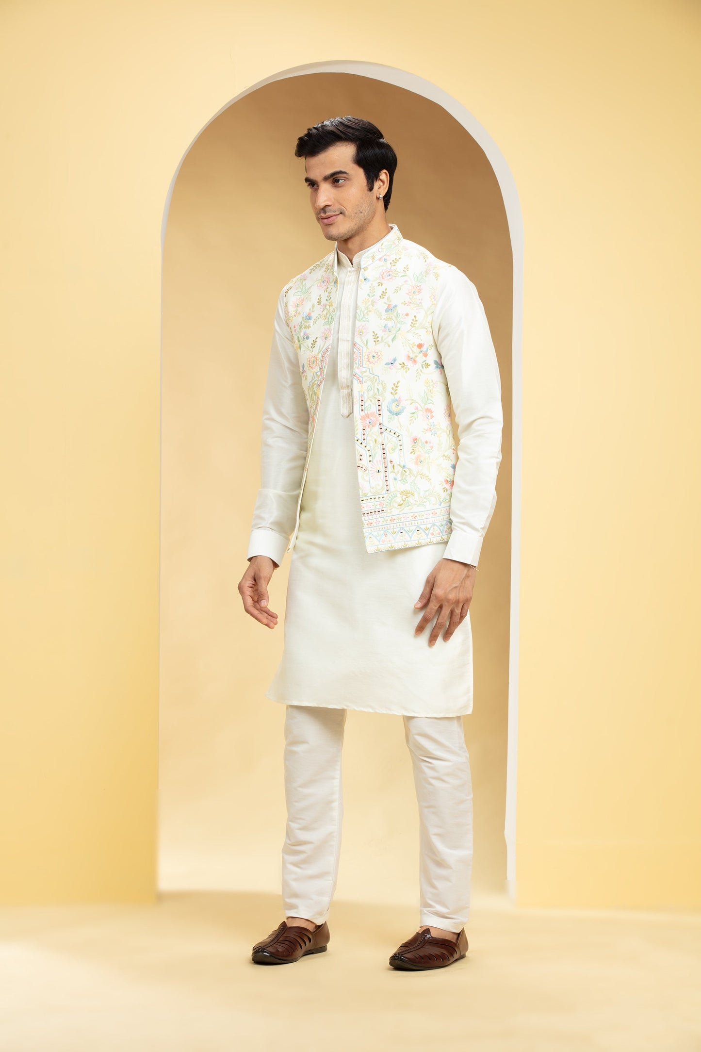 Ivory White Open Jodhpuri with Resham all over work