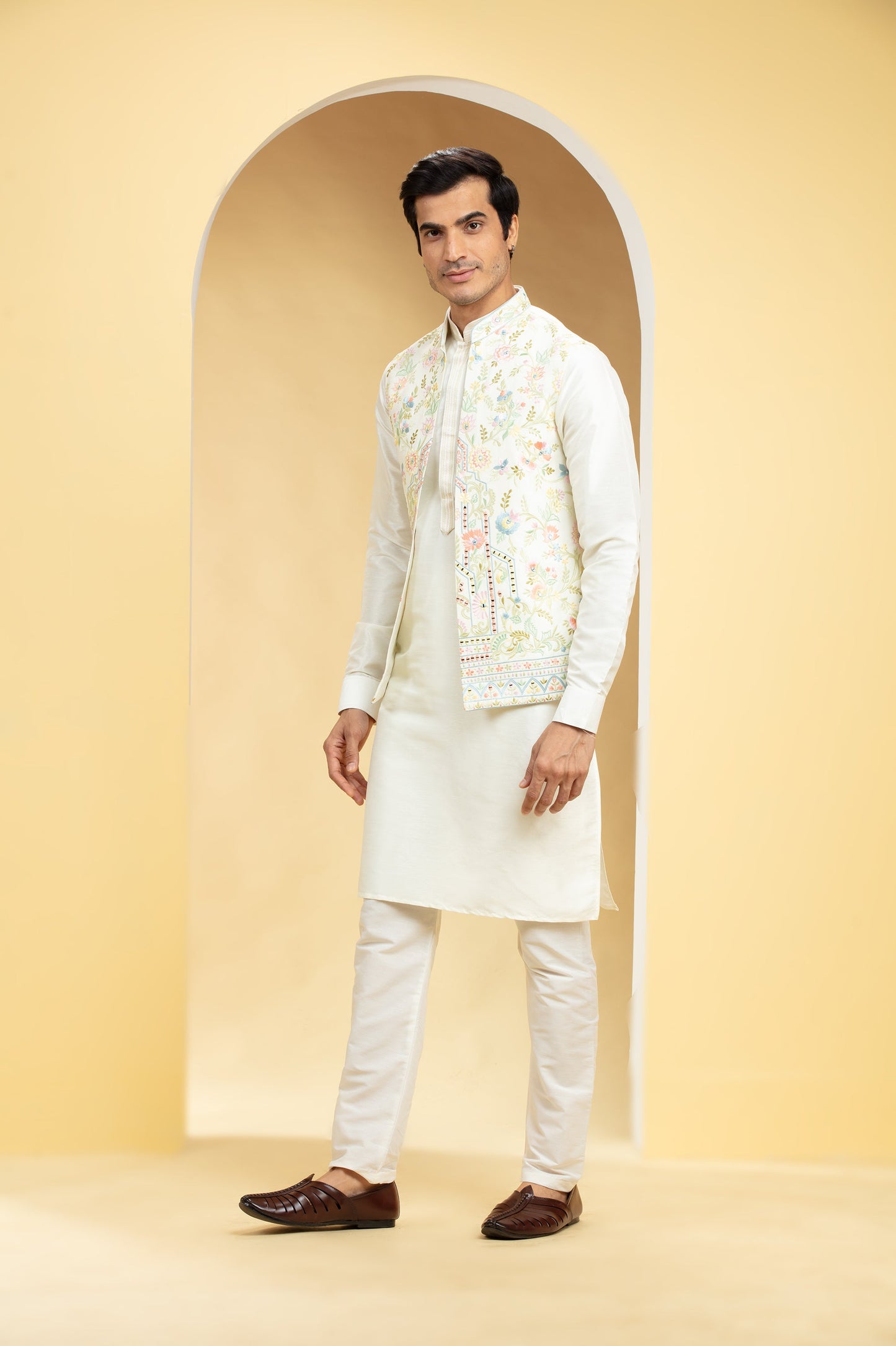 Ivory White Open Jodhpuri with Resham all over work