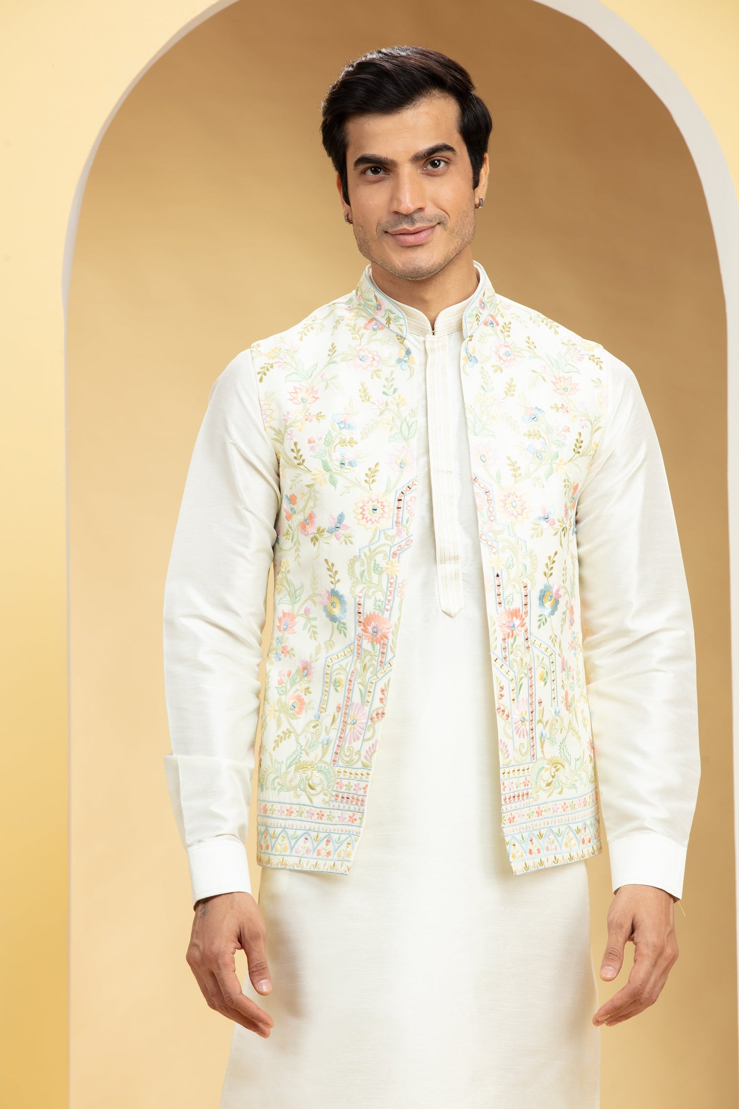 Ivory White Open Jodhpuri with Resham all over work