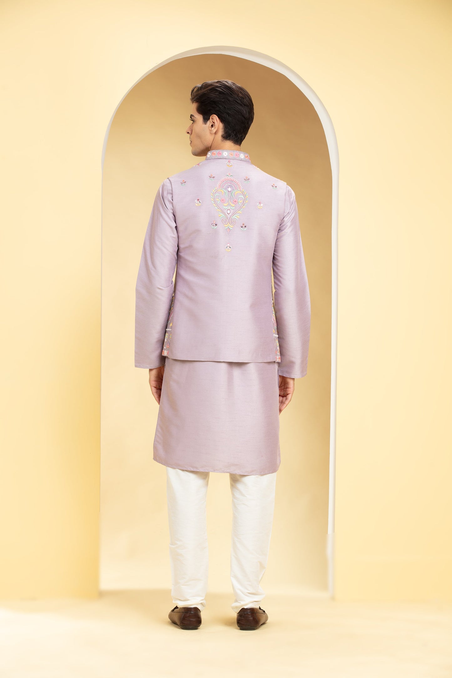 Pale purple Open Jodhpuri with Resham all over work