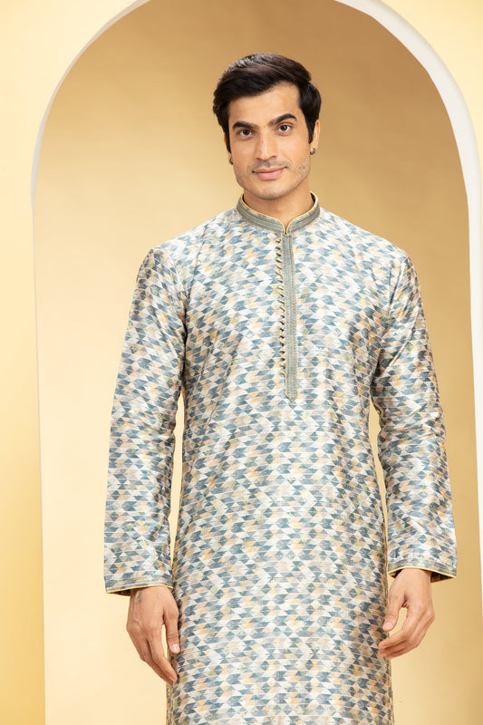 Multicoloured Printed Lucknowi kurta Set