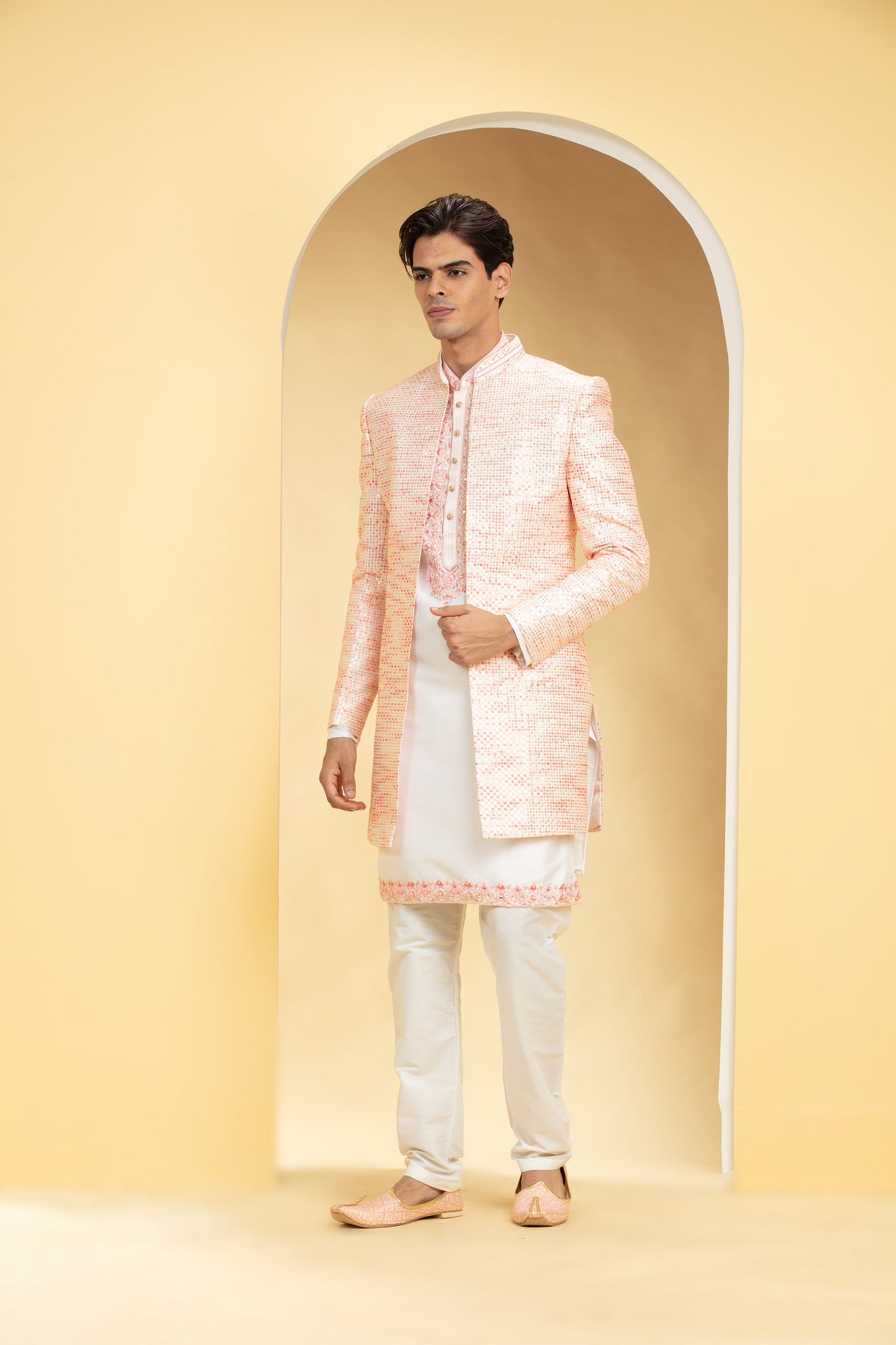 Multicoloured Open Indo western with Resham work