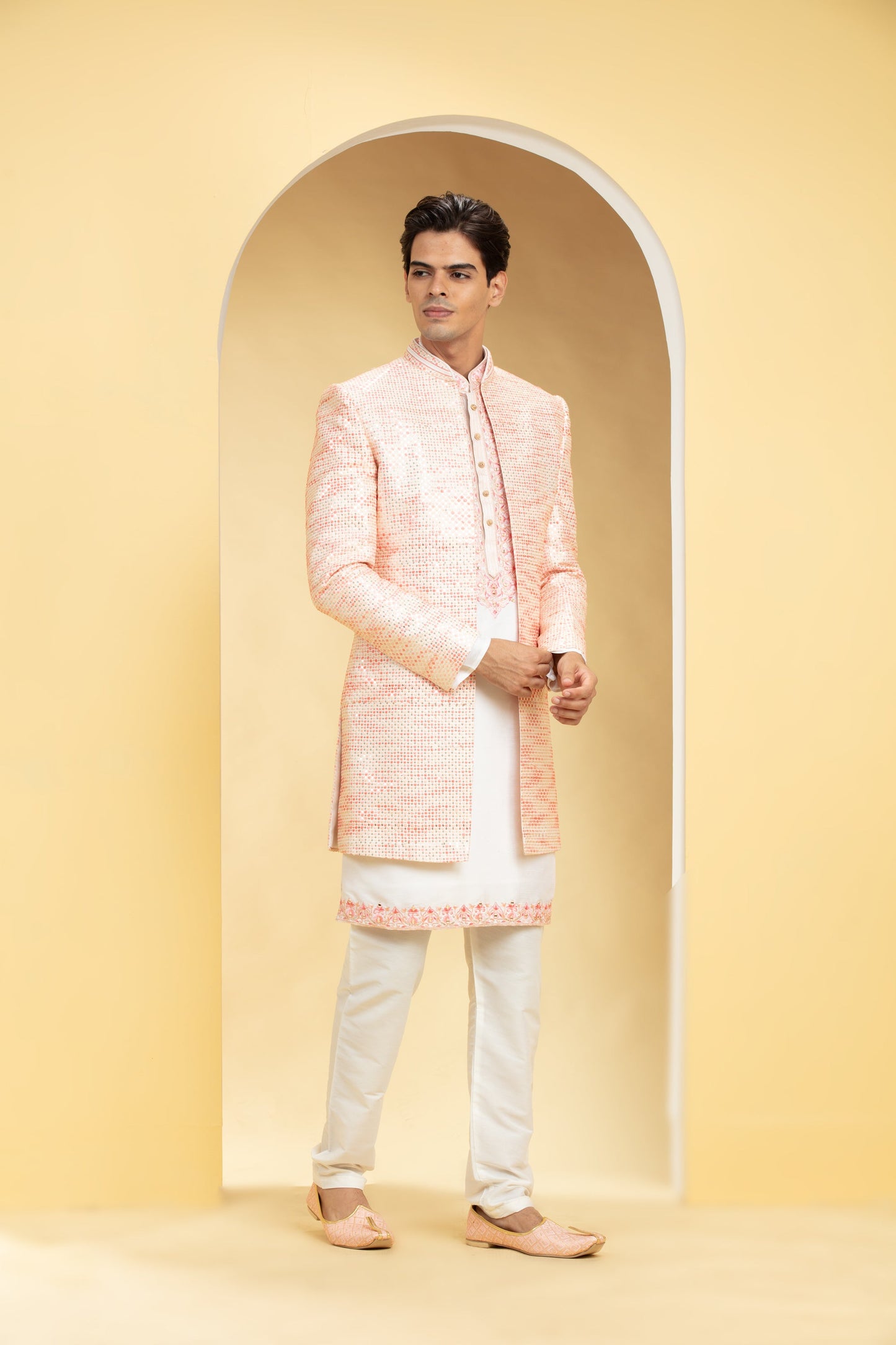 Multicoloured Open Indo western with Resham work