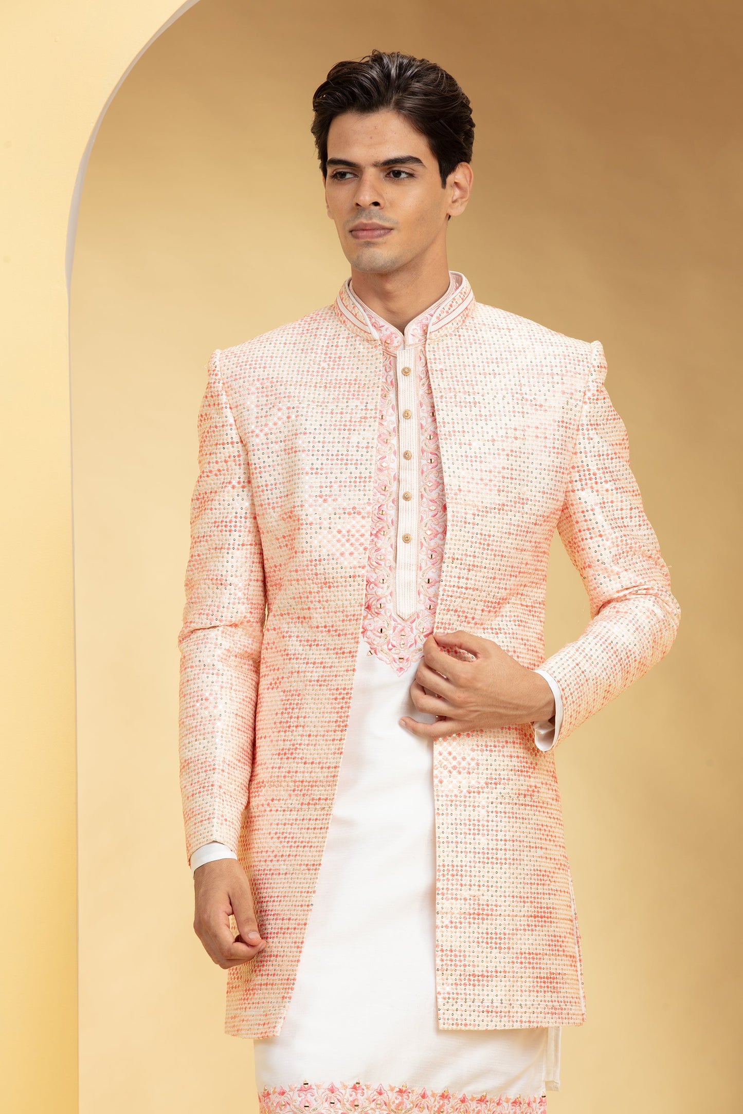 Multicoloured Open Indo western with Resham work