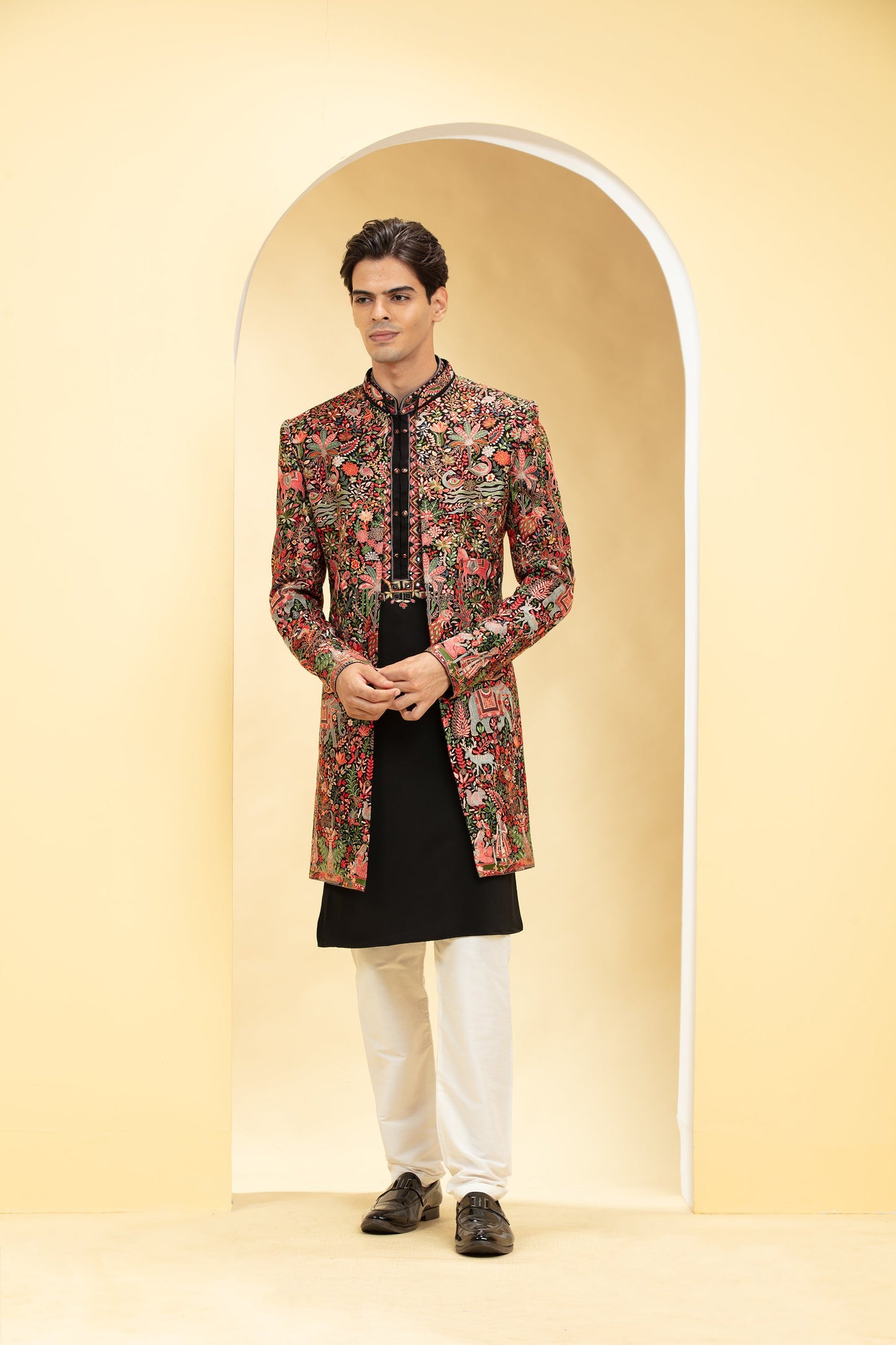 Multicolour Indo Western Jacket Set