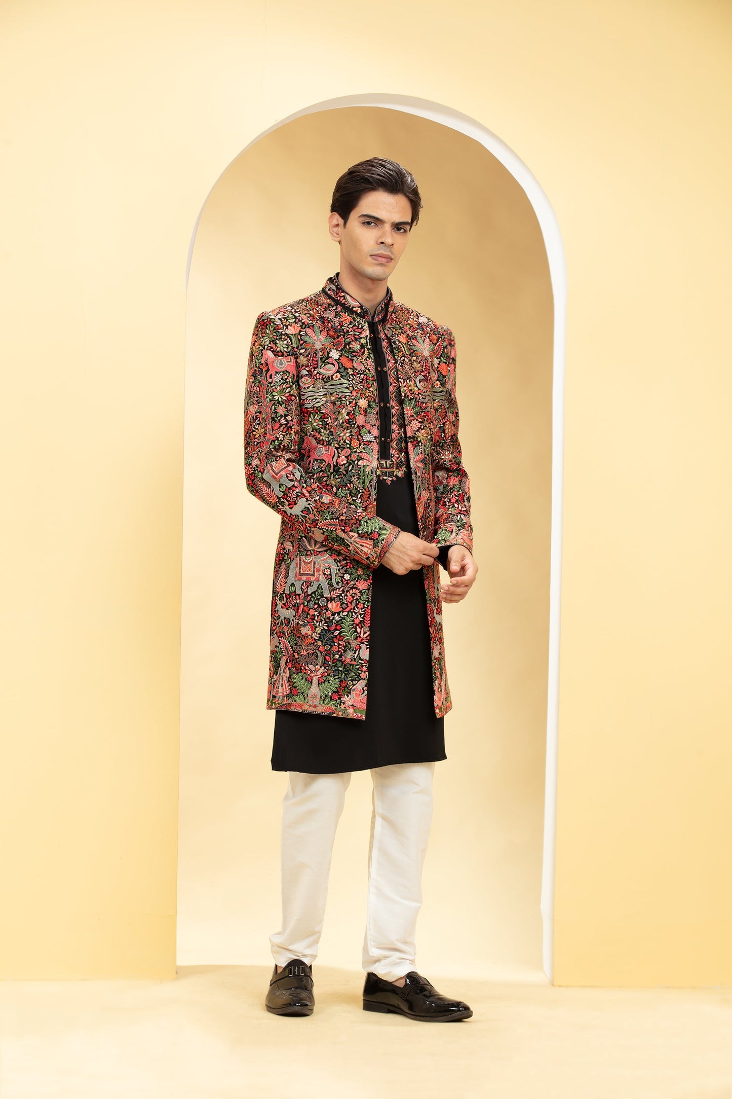 Multicolour Indo Western Jacket Set