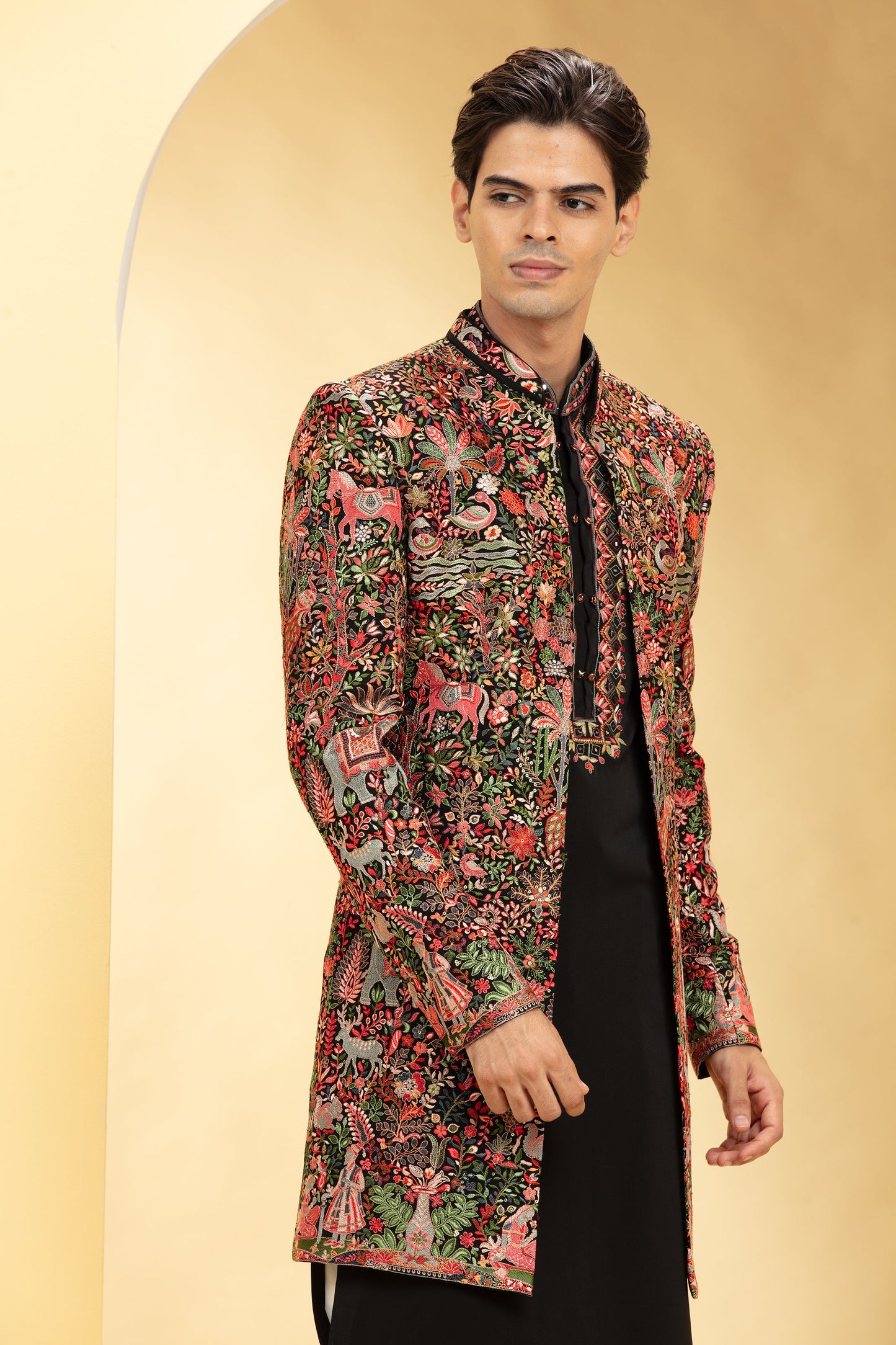 Multicolour Indo Western Jacket Set