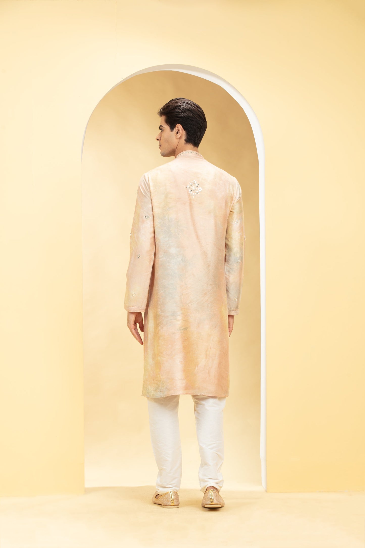 Rose Gold kurta pajama Set with all over mirror work