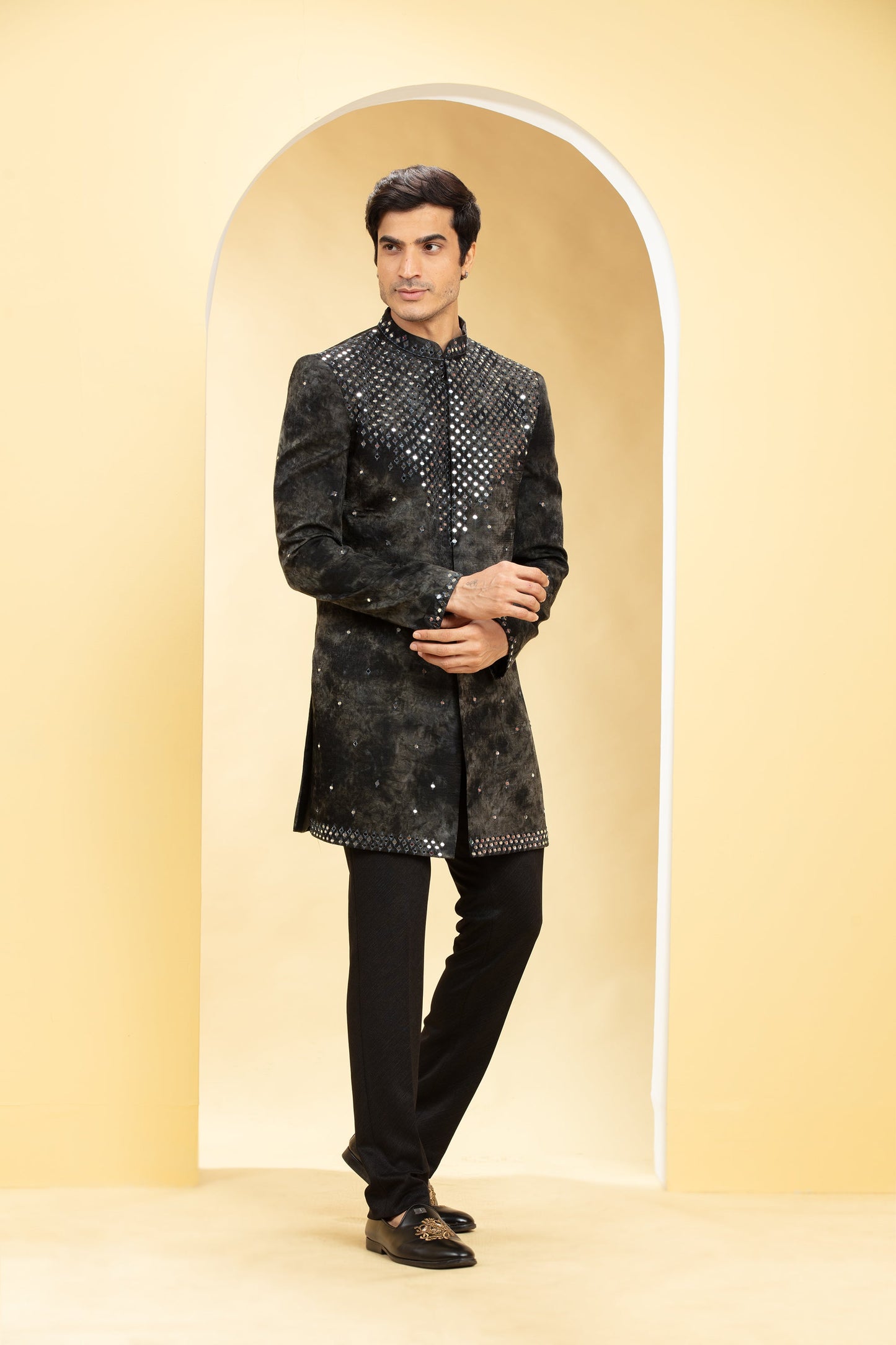 Velvet Indo Western kurta Set with mirror work