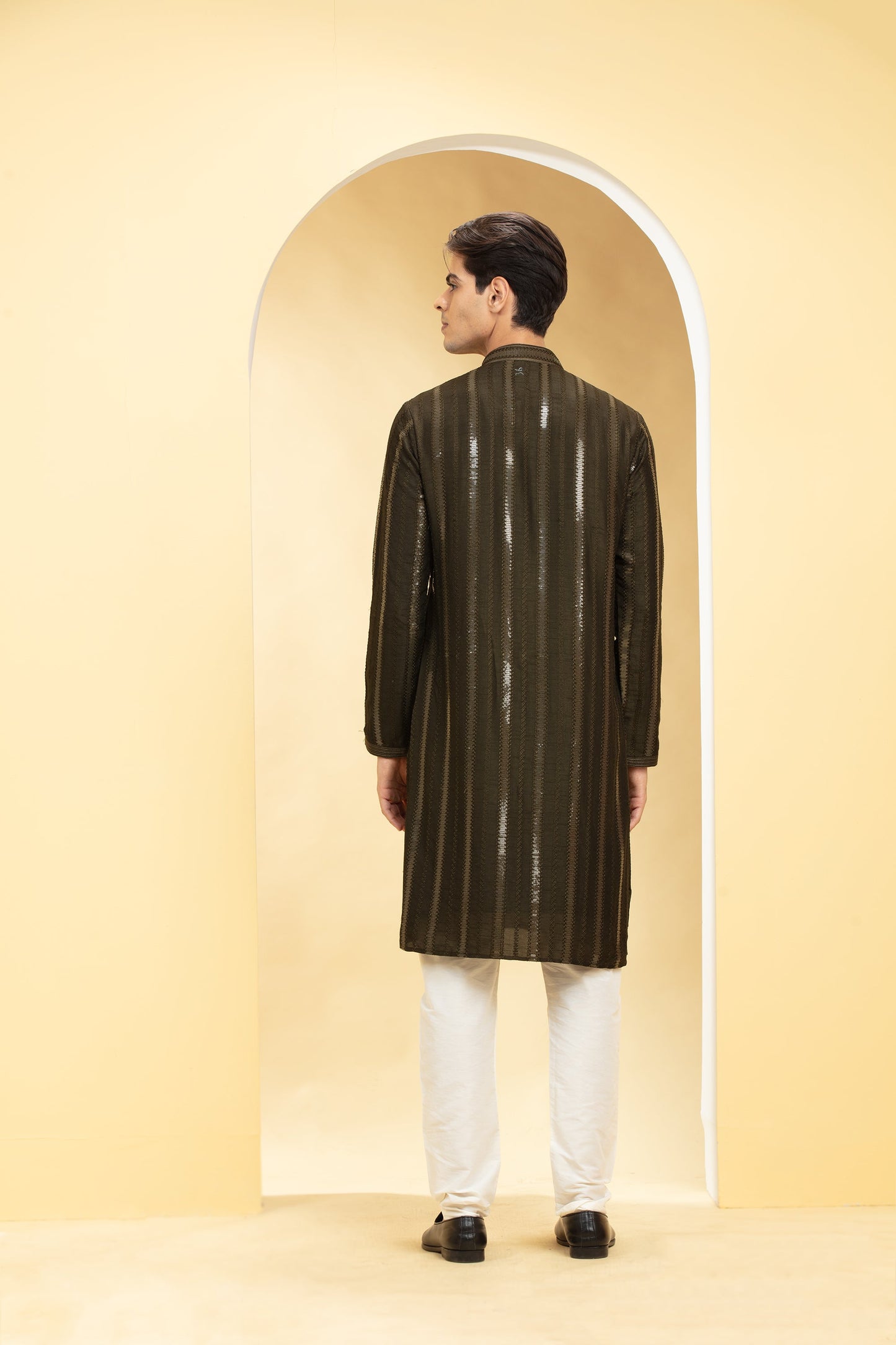 Mehendi Green Lucknowi kurta pajama Set with Mirror and sequin work