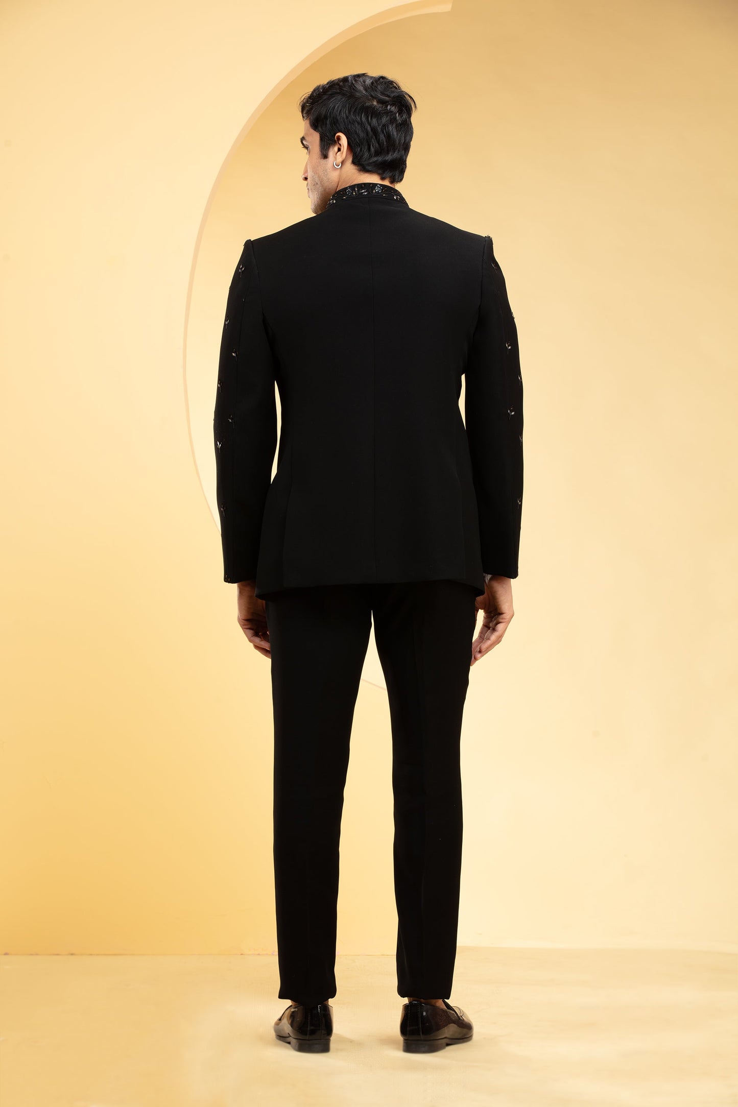 Raven Black Jodhpuri set with cutdana work