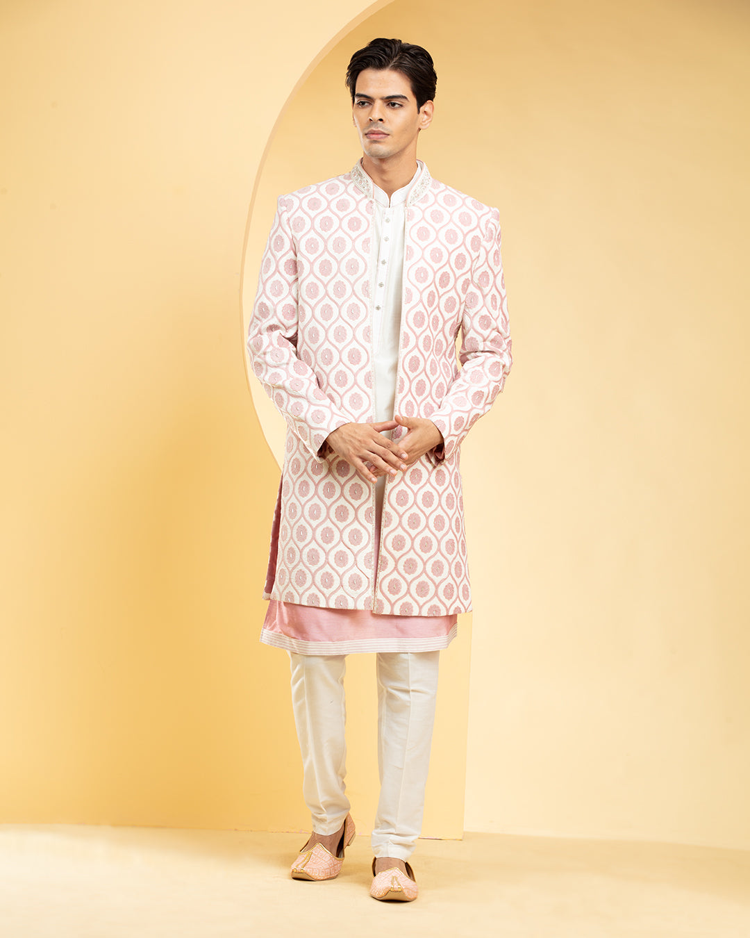 Blush Pink Ombré Open Indo western kurta set