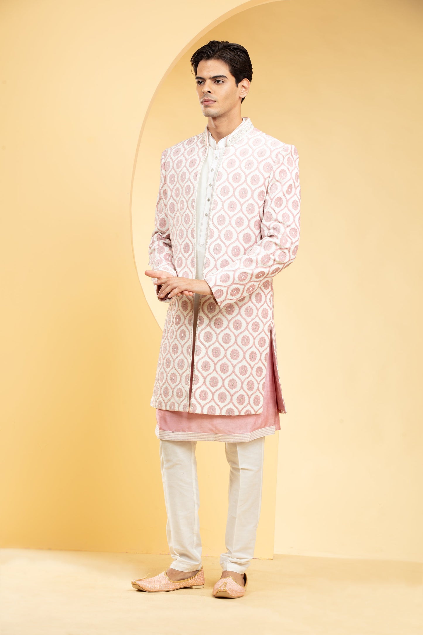 Blush Pink Ombré Open Indo western kurta set