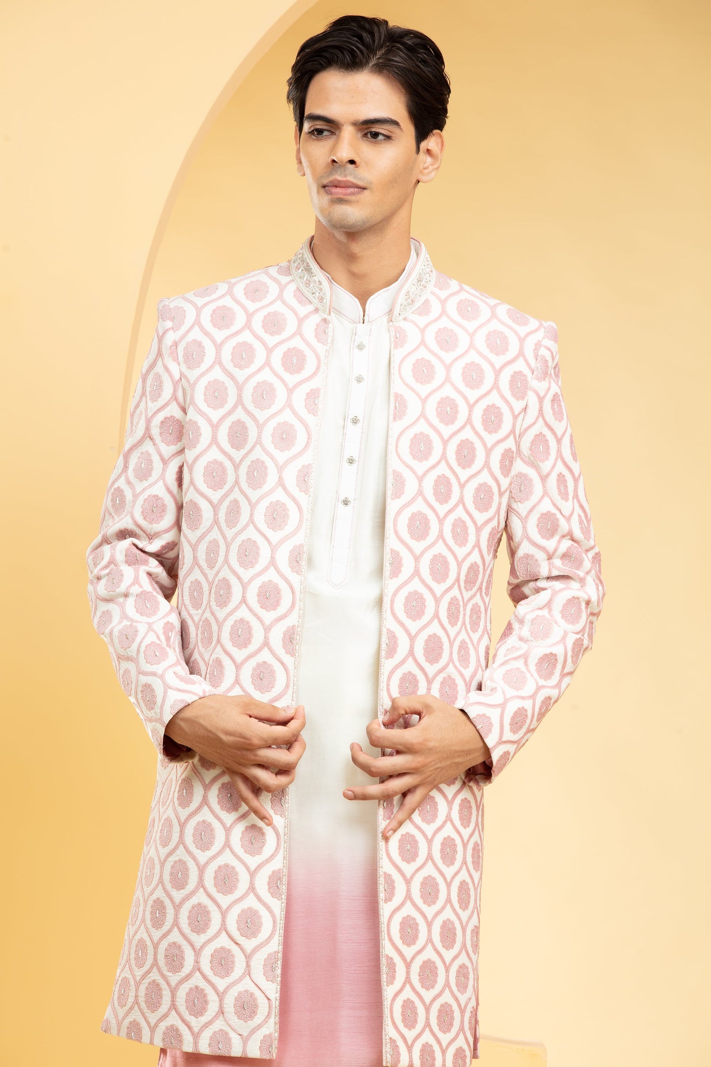 Blush Pink Ombré Open Indo western kurta set