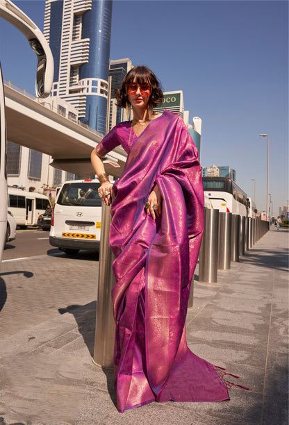 Magenta Kzainaab Handloom Silk Saree