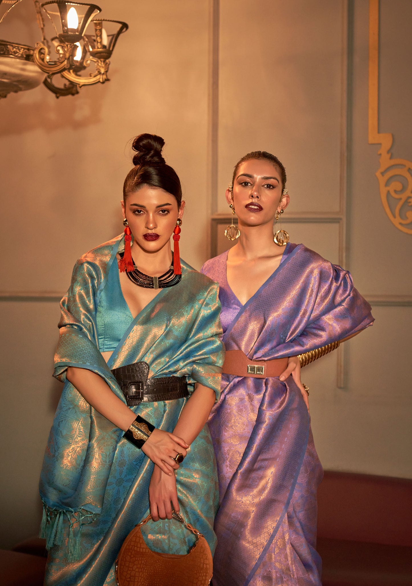 Purple Kanvi Senses Two Tone Handloom Weaving Silk Saree