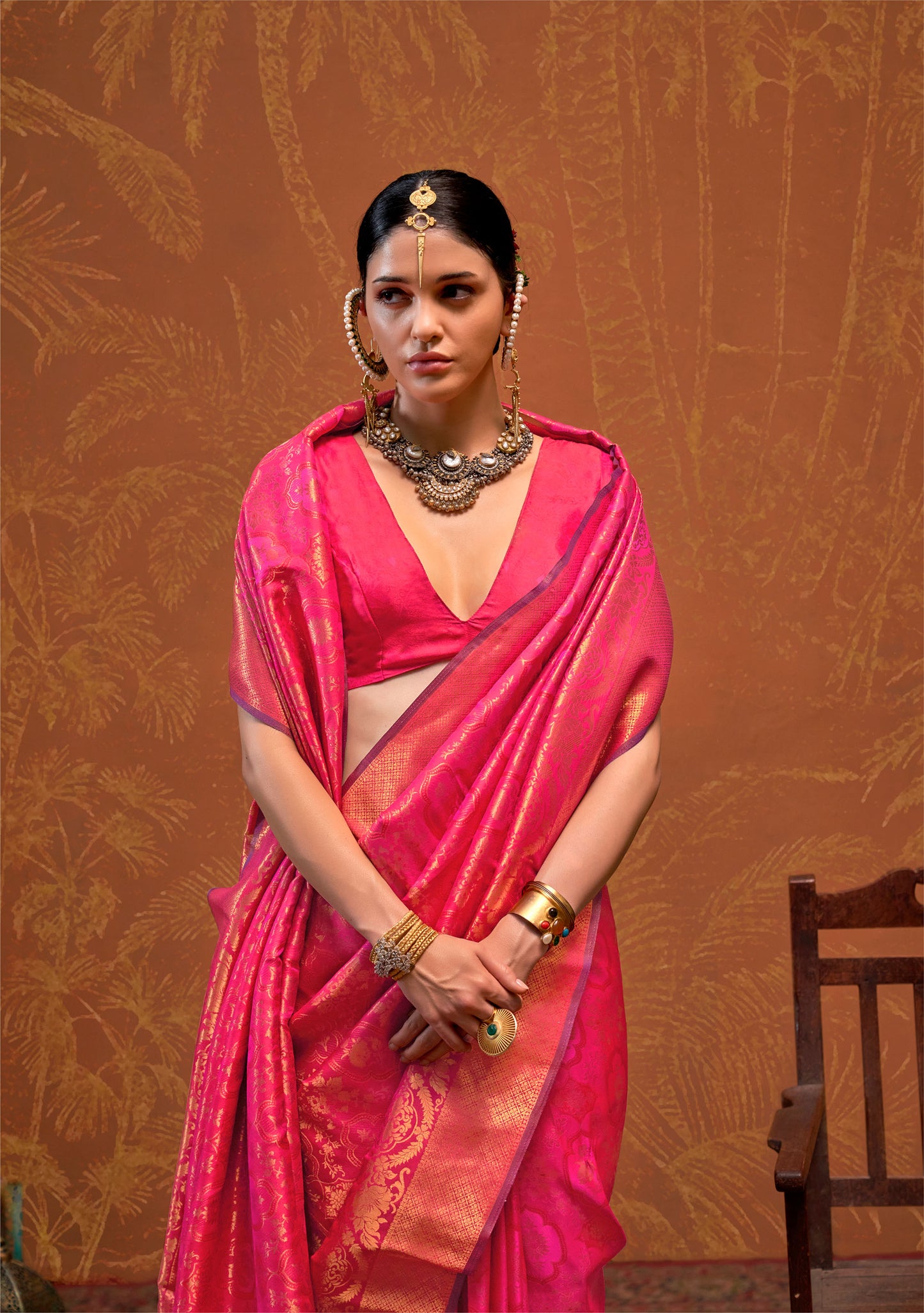 Pink Kaala Ruby Handloom Silk Saree
