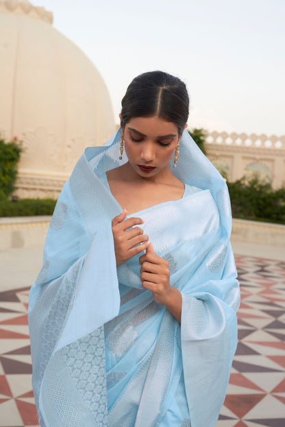 Blue Kevaah Linen Woven Saree
