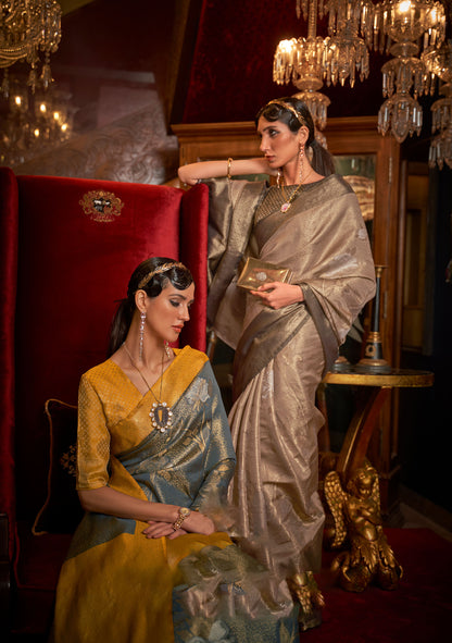 Antique Copper Kshimmer Silk Handloom Saree