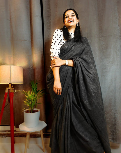 Badal Black handloom Cotton saree