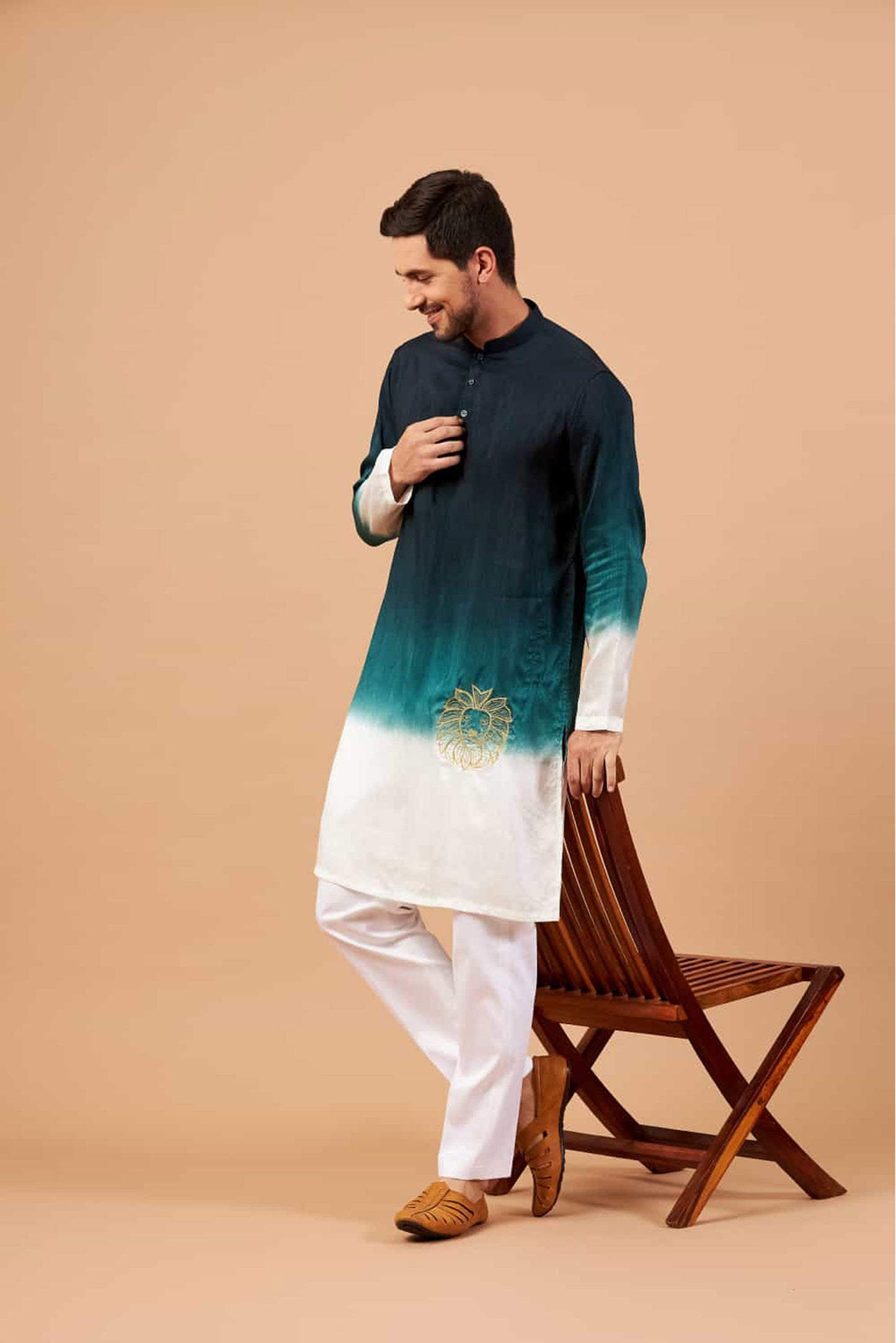 Dark Green Raw Silk Thread Embroidered Festive ( only Kurta )