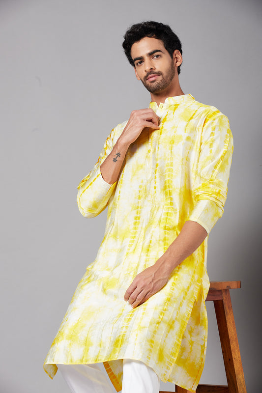 Yellow Raw Silk Bandhani Festive ( only Kurta )