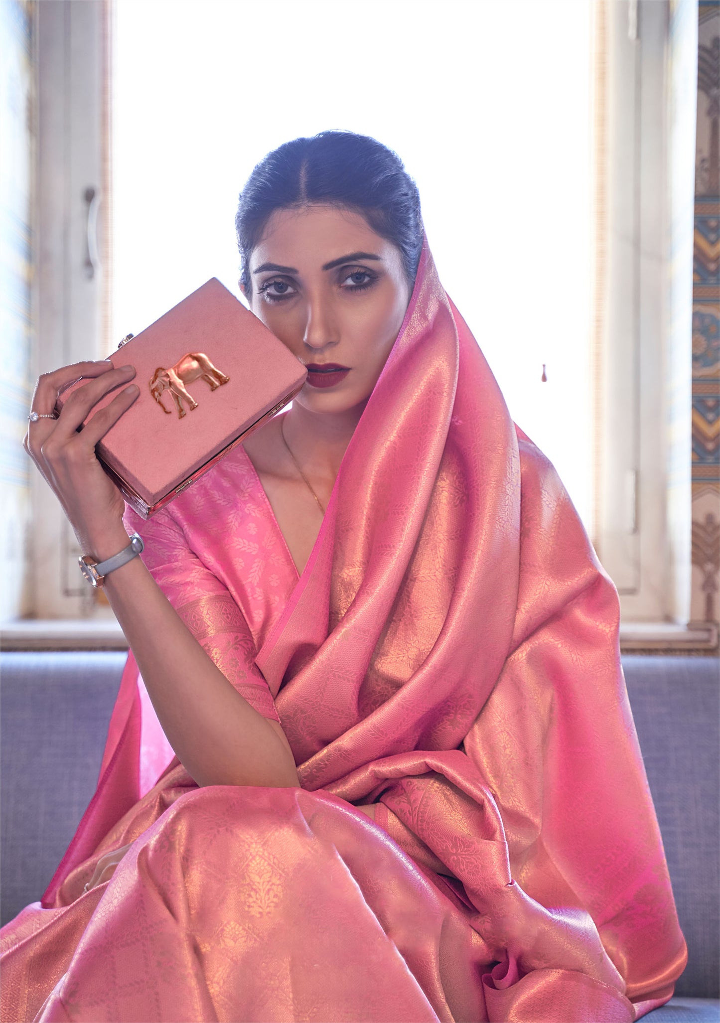 Pink Kumbhi Silk - Petals Handloom Saree