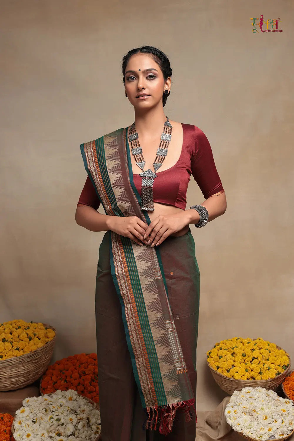 Green Handloom Pure Cotton Kanchi Saree