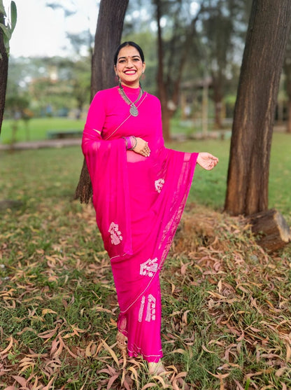 Amber and Ahom elegance Pink Saree
