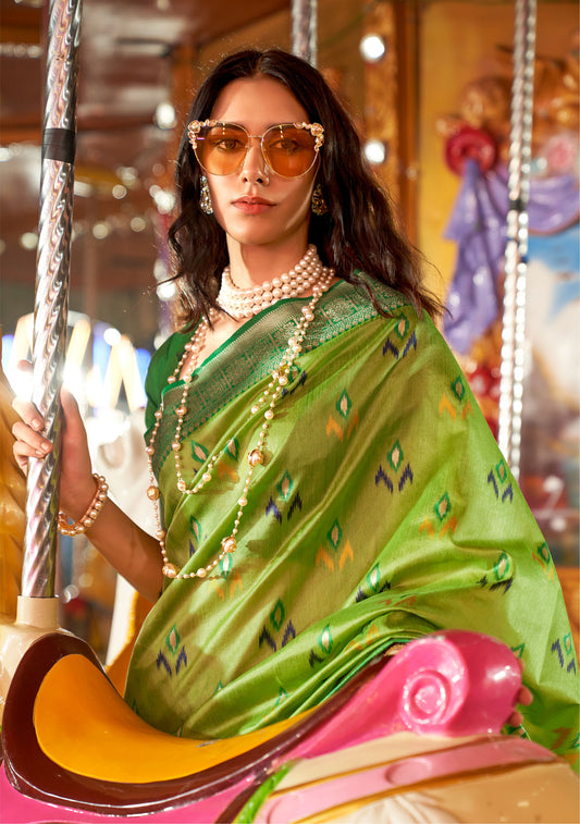 Green Kaitra Handloom Silk Saree