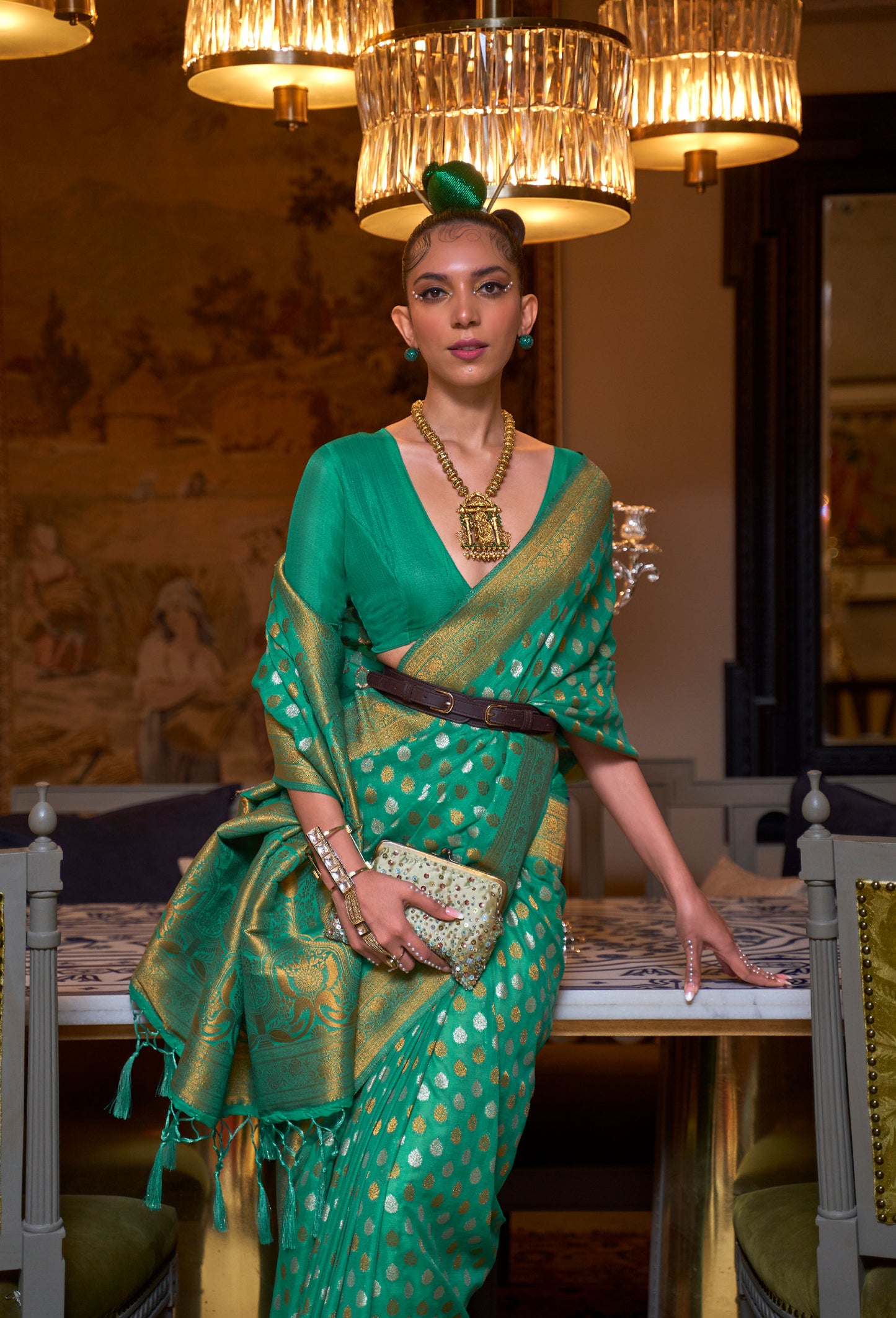 Green Kloset Silk Pure khadi Zari woven saree