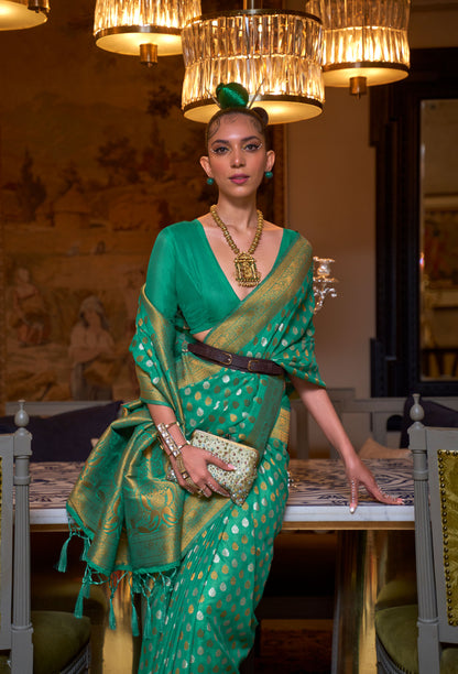 Green Kloset Silk Pure khadi Zari woven saree