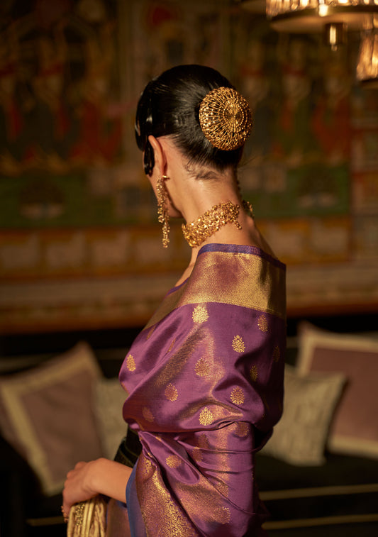 Purple Karnaaz Silk Zari Woven Saree