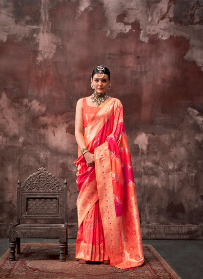 Orange Kookal Rangkaat Handloom Silk Saree