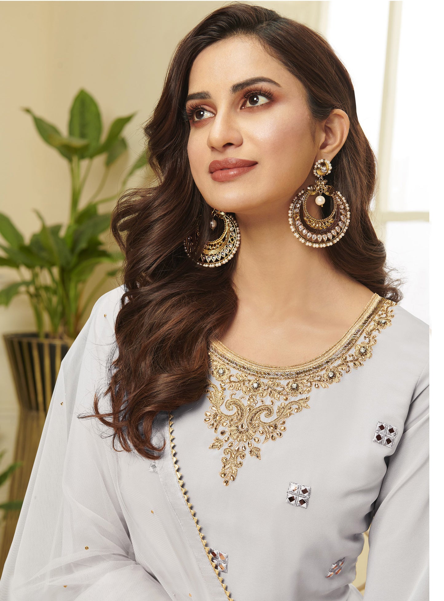 Grey Gota Work Georgette Festive Sharara