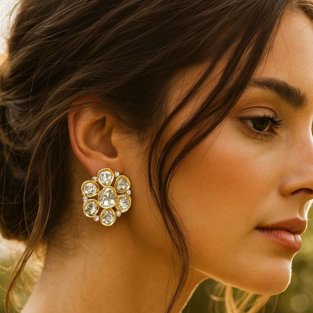 Zevar Club 12K Gold-Plated Statement Flower Shaped Studs