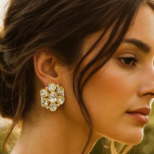 Zevar Club 12K Gold-Plated Statement Flower Shaped Studs