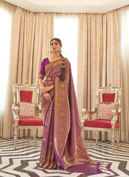 Purple Kaabha Silk Handloom Saree
